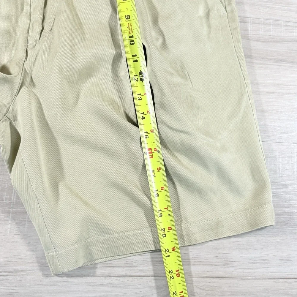 Tommy Bahama 100% Silk Shorts Size 34 Men's Twill Pleated Front Brown Embroider